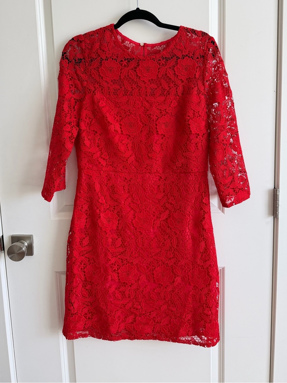 NWT J. Crew Collection Modest Lace 3/4 Sleeve Dress Red size 12